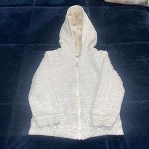 Carter’s light gray, faux fur lined, comfy, cozy zip up sweatshirt, 5/5A